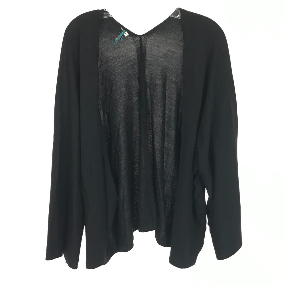 Womens Size Medium Kenzo Black Open Front Kimono Sleeve Cardigan Sweater